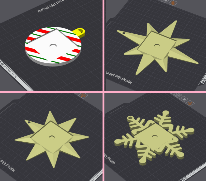 4-pack Ornaments - 3MF & STL