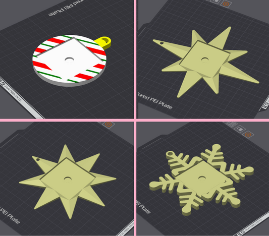 4-pack Ornaments - 3MF & STL